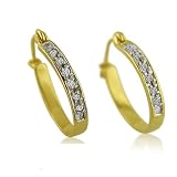 10K Yellow Gold Diamond Hoop Earrings .12ct tw