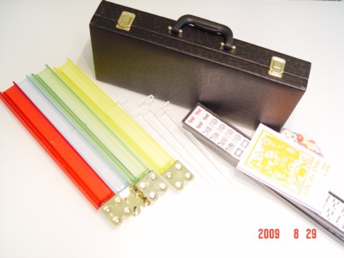 4 Pushers and Brand New Complete American Mahjong Set in Black Case, 166 Tiles(Mah Jong mah Jongg Mahjongg)