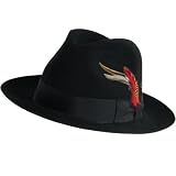 New Upturned Brim, Rabbit Fur Felt Fedora Homburg Godfather Hat * Black * Large