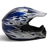 Tms Blue Flame Dirtbike ATV Motocross Helmet Mx Off-road (Medium)
