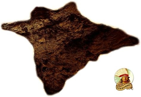 PlushFurEver Brown Bear Skin Pelt Rug - Realistic - Shag - Soft, Bonded, Ultra Suede Backing - Accent
