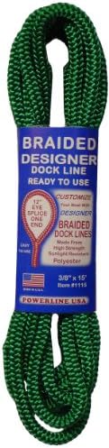Rope USA Dock Line, Green, 3/8-Inch x 15-Feet