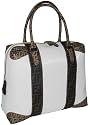 Fendi Shiny White with Brown Patterned Trim Large Bowler 8BL096-WD5-F0CGE