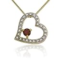 18k Yellow Gold Overlay Created Ruby w/ Diamond-Accent Heart Pendant