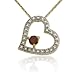 18k Yellow Gold Plated Lab Created Ruby and Diamond Accent Heart Pendant, 18"