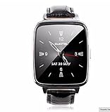 Hideer Lastest M28 Luxury Genuine Leather R-Watch wristband Bluetooth 4.0 Heart rate monitor Smartwatch For Andriod IOS (Black)