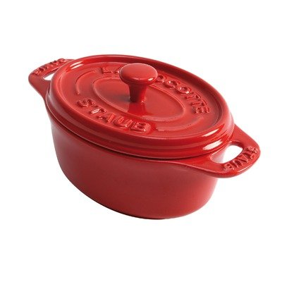 Staub 1/4-Quart Mini Oval Ceramic Cocotte, Cherry