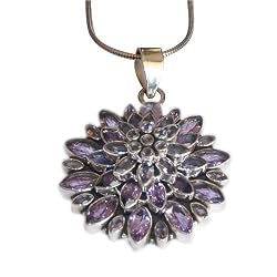 Pendants for Women Silver Amethyst Gemstone Jewelry 1.75 inches (gpndt009)