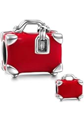 Soufeel Red Travel Suitcase Charm 925 Sterling Silver