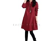 マタニティ　スッキリ細く見える秋 ワンピース（exito design) (Ｌ, ワインレッド)