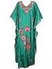 Bohemian Gypsy Kaftan Caftan Green Kashmiri Embroidered Kimono Sleeves Kaftans Dress
