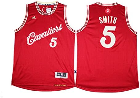 Cavaliers 5 J.R. Smith Red 2015-16 Christmas Day Swingman Jersey Size-L