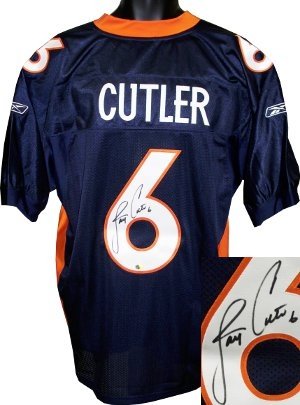 Jay Cutler Autographed/Hand Signed Denver Broncos Reebok Authentic On Field Blue Jersey