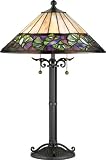 Quoizel TF709TBK Vintage Ginkgo 25-Inch Tiffany 2-Light Table Lamp with 240 Pieces of Tiffany Glass, Black Copper