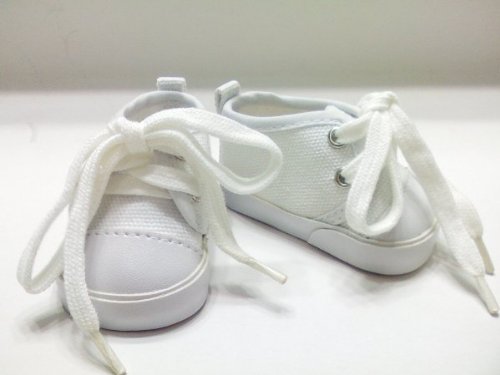 White Canvas Sneakers. Fit Dolls Such as American Girl® and Bitty Baby®