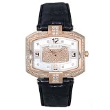 Concord La Scala Mens Watch 18K Rose Gold Diamond Dial Diamond Bezel on Black Leather Strap 0310952 by Concord
