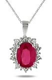 2.70 Carat All Natural Genuine Ruby and Diamond Pendant in .925 Sterling Silver