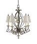 Murray Feiss F2135/5BRB/GIS Five-Light English Palace Chandelier in British Bronze and Gilded Silver with Beige Soft Silk Shades