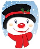 Toilet Tattoos TT-X618-O Snowman with Top Hat Decorative Applique For Toilet Lid, Elongated