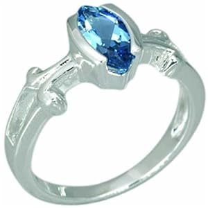 Buy 1.25 Carats Marquise Cut Genuine London Blue Topaz Sterling Silver Ring