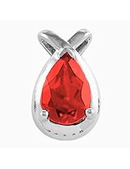 14K White Gold Pear Cut Chatham Created Ruby Pendant -- LIFETIME WARRANTY