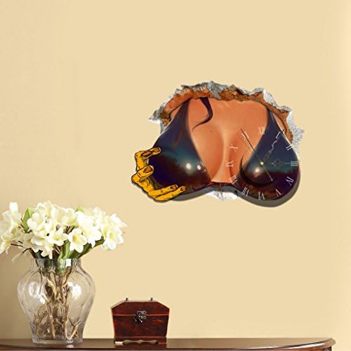 GoFurther SZ090 DIY STICKER 3D Art Wall Clock Decals Sexy Woman's Breast Wall Hole Clock Sticker Office Home Wall Decor Gift 18"x15"