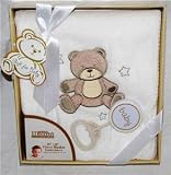 Teddy Bear Fleece Baby Blanket--with bonus rattle