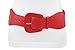 TFJ Women Western Elastic Wide Red Belt Faux Leather Big Square Buckle M L XL