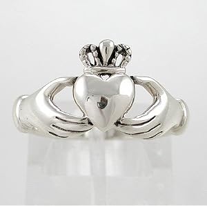 41sHbCf2iaL. SL500 AA300  Irish Friendship & Love Claddagh Band Ring in Sterling Silver, Size 6, #2601