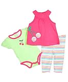 Carter's Watch the Wear Merry Cherry 3-Piece Outfit (Sizes 0M - 9M) - pink, 6 - 9 months