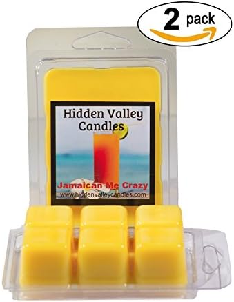 Jamaican Me Crazy ***2 Pack*** Double Scented Wax Melts. This will transport you to the islands with its irresistible blend of coconut, pineapple, rum, tangerine, banana, and melon-y sweetness. You will receive 2 packs for a total 12 cubes which will throw 50+ hours of fragrance when melted in Scentsy®, Yankee Candle® or standard electric tart warmer.