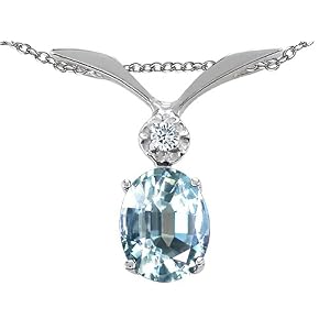 Buy 1.52 cttw Genuine Aquamarine and Diamond Pendant - 14kt Yellow Gold by Finejewelers