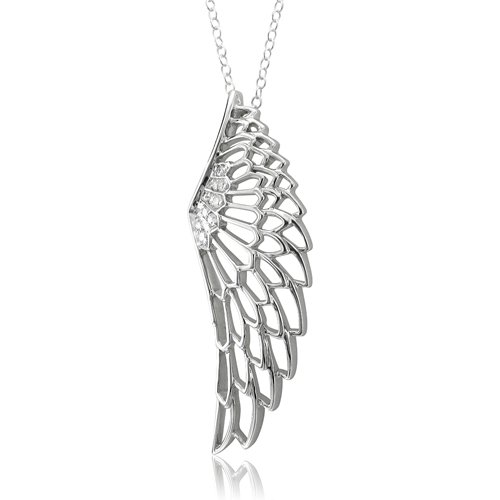 Sterling Silver White Angel Feather Wing White 