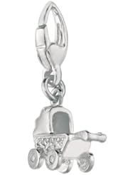 Sterling silver 0.08ct TDW Diamond Baby Carriage (Charm)