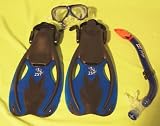 Kinder SET:Maske-Brille Schnorchel Flossen Gr.34-38 Blau