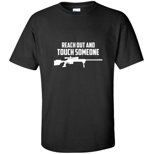 REACH OUT AND TOUCH SNIPER RIFLE FUNNY MENS T-SHIRT