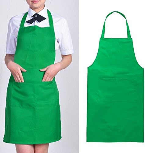 New 76 X 60" Plain Bib Apron for Chefs Butchers Restaurant Kitchen Cooking Baking Woman Apron (Green)