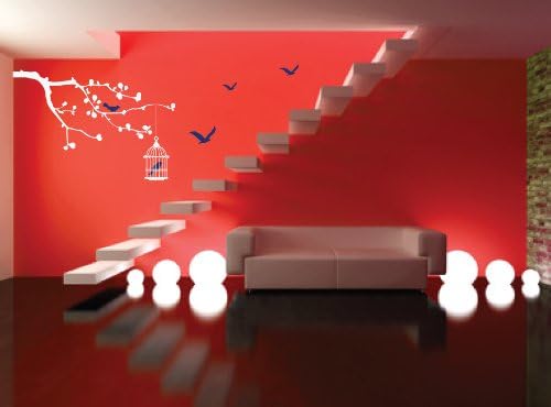 Branch with Birds Cage Vinyl Decal Sticker
