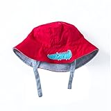 (コ-ランド) Co-land ベビー用ハット つば広 赤ちゃんキャップ キッズ 帽子 子供サンバイザー フィッシャーマンハット ワニ飾り 女の子 男の子 男女児 紫外線 UVカット レッド 52cm