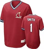 St. Louis Cardinals Ozzie Smith #1 Nike Red Cooperstown V-Neck Player Jersey