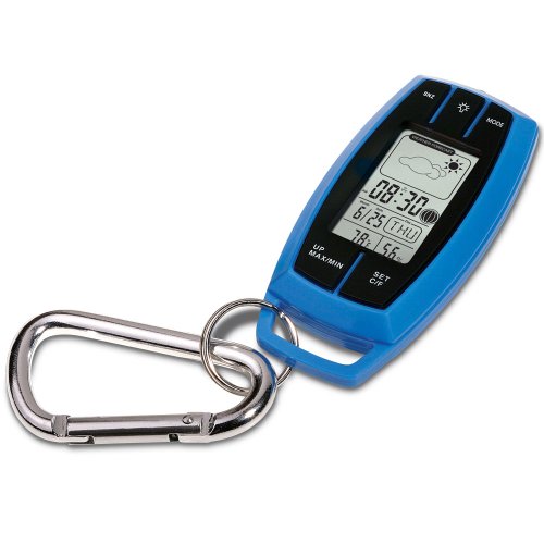 Austin Multi-function Weather Station, Alarm Clock, Flashlight, Compass, and Carabiner - Tells Time, Date, and Temperature