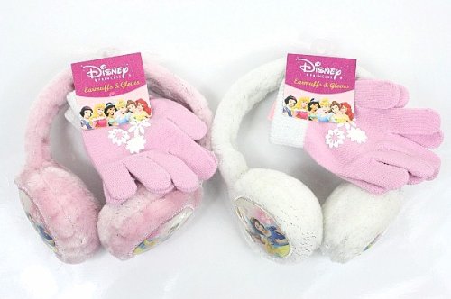 Disney Princess Girls Winter Gloves Earmuffs 2 Pc Set 4-6 Year