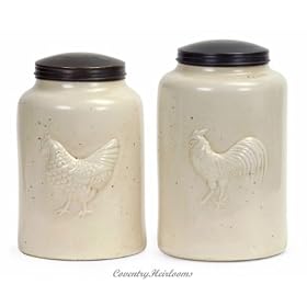 Hen and Rooster Set of 2 Canisters by Universal Lighting and Decor