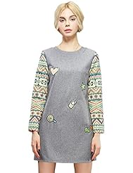 A-line Embroidered General Print Wool/Knit Winter  Dress