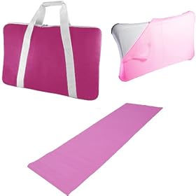 Premium 3in1 Bundle - Nintendo Wii Fit Mat - Yoga - , Bag, Silicone Skin. Color Pink