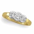 14K Two-Tone Gold Diamond Three-Stone Band - 0.75 Ct.