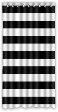 Black and White Horizontal Stripes Custom Window Curtains/Patio Door Curtain/Panels/Treatment, 50 by 96-Inch (One Piece)