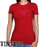 NCAA SMU Mustangs Ladies Red Distressed Logo Vintage Slim Fit T-shirt