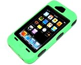 iPhone 4 4G Otterbox Defender Style Three Layer cover Case Green + Bonus Mini Cube Wall Charger Adapter for iPhone iPod iTouch