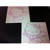 1 Pair Hello Kitty Angel Style Racing Car Decal Sticker (New) Pink Size 5.6x5.5 by click2go